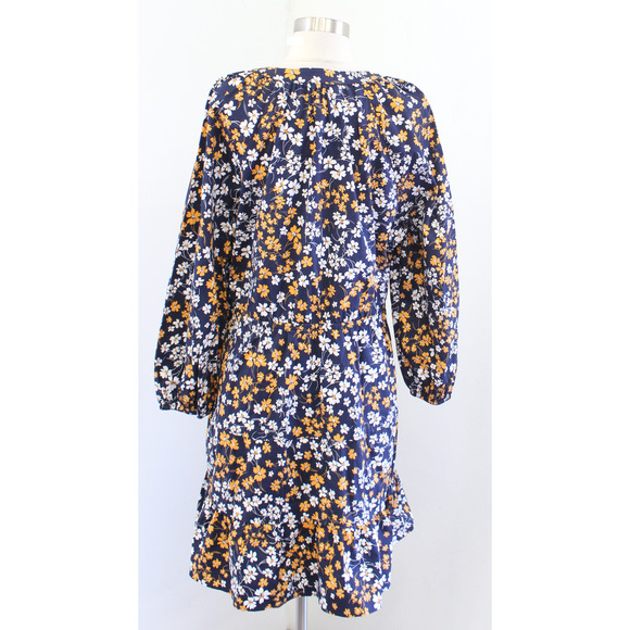 Draper James Lucinda Fall Field Floral Drawstring Waist Popover Dress Sz L Navy - Picture 8 of 8